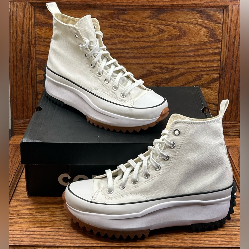 Converse Run Star Hike Hi White Black Gum Shoes - Picture 1 of 8